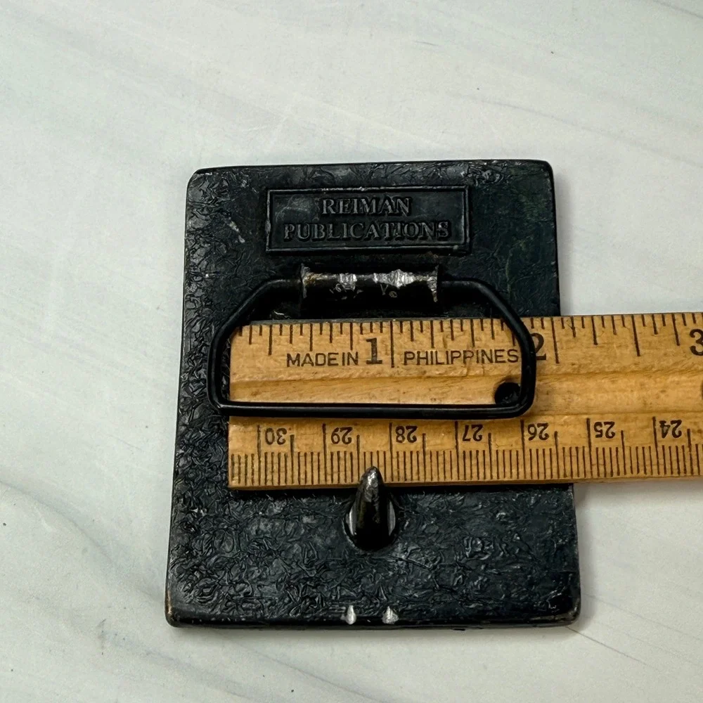 Vintage Reiman Publications Wheat Belt Brass Tone Rectangle Belt Buckle